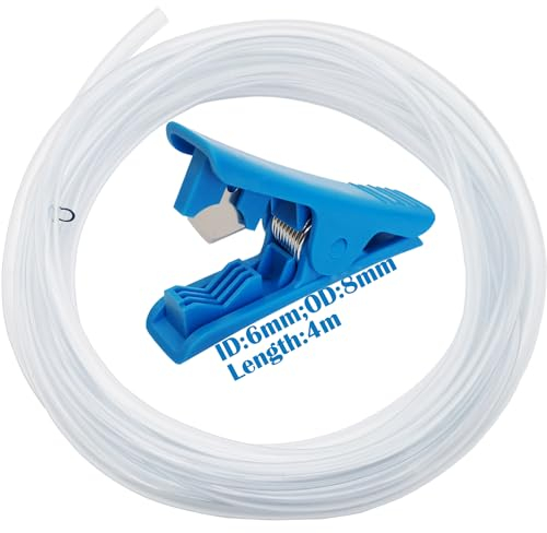 CESFONJER Clear Tube, 6mm ID x 8mm OD 4 Meter Clear PVC Hose Tube, Flexible Water Pipe with 1 Pcs Pipe Cutter
