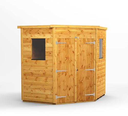 Powersheds High Grade Premium 5-Sided Corner Windowless Garden Shed made from 12mm Extra Thick Timber, for all Storage & Outdoor Needs (6x6)