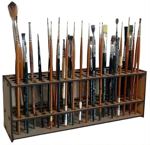 MASINIES Pinselhalter aus Holz, mit 67 Löchern