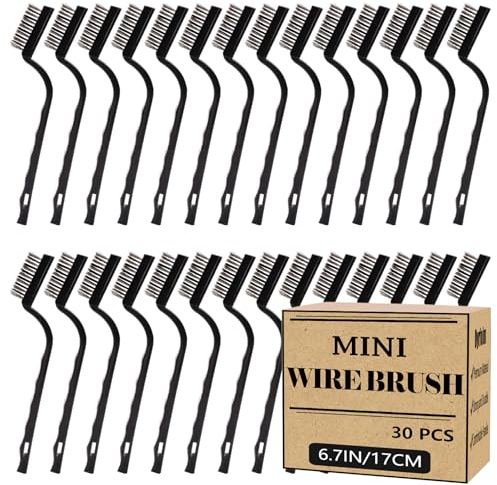 Dyrfolm 30 Mini Wire Brushes, Stainless Steel, 6.7 Inches, Silver