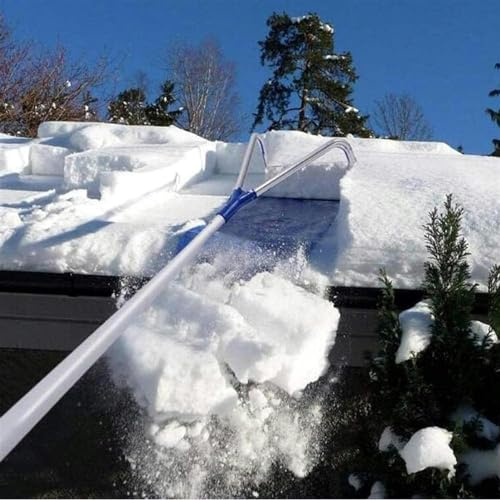 Autodach Schneepflug, Dachschneebesen Entfernungswerkzeug mit verstellbarem Teleskopgriff, Dachblattreinigungswerkzeug, manuelle Schneeschaufel