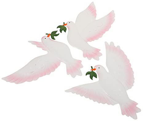 AOKWAWALIY 3 Stück Schmiedeeisen Wandbehang Vogel Wandmontage Vogel Ornamente Eisen Vogel Statue Garten Eisen Wanddekorationen Vogel Wandfiguren Vogel Wandschild Tropischer Vogel Tier Weiß
