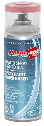 Ambro-Sol Smalto Spray a Base Acqua, a Basse Emissioni, Ritocco per Metalli, Legno, Vetro, Ceramica e Plastica, Conforme EN 71-3, Colore Rosso Chiaro RAL 3015, 400 ml