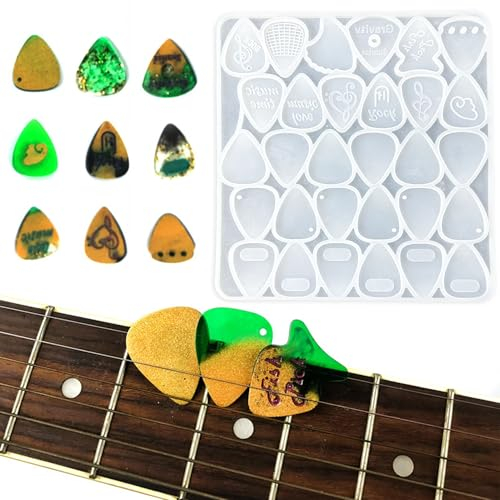 CHENNAN Gitarrenplektrum-Silikon-Formen Gitarrendreieck Plektrum Silikonformen Epoxid-Formen für Harzgießen Plektrum Harz Formen Gitarre Plektrum Form für DIY-Gitarren-Plektrum-Halter (Weiß)