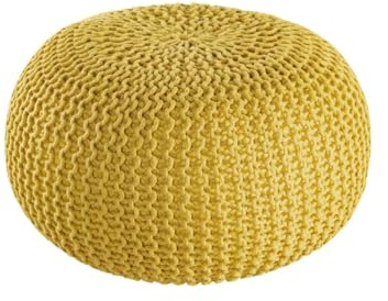 Amago home Premium Sitzhocker Pouf ø 45cm Strickpouf Indoor u. Outdoor - pflegeleicht & nachhaltig Farbe gelb - Freesia