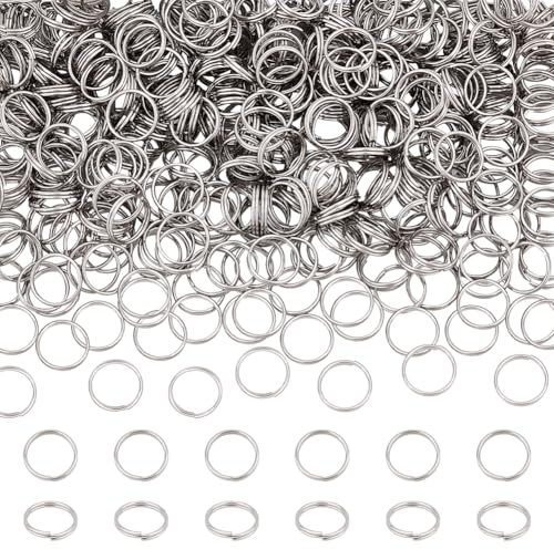 UNICRAFTALE 500 st 10 mm rostfritt stål delade hoppringar dubbla öglor hoppringar mini nyckelringar små metallringar anslutningar för nyckelringar smycken halsband armband örhängen