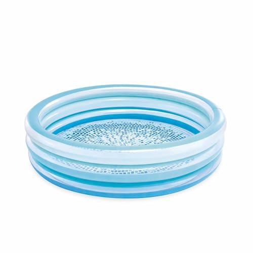 Intex Piscina Hinchable Blue Biss, Ø147 x 33 cm, 330 L, Diseño con Suelo Estampado, Tres Anillos Azules translúcidos, Vinilo Resistente, para niños +2 años (58467)