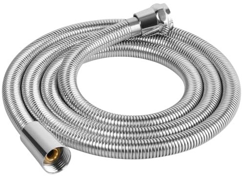 OSDUE Duschschlauch 1,5m, Flexibler Edelstahl Brauseschlauch, mit Verdrehschutz, Edelstahl Ersatz Hochdruck-Duschrohr für Badarmaturen Ersatz, Chrom, Verdickung und Aufwertung