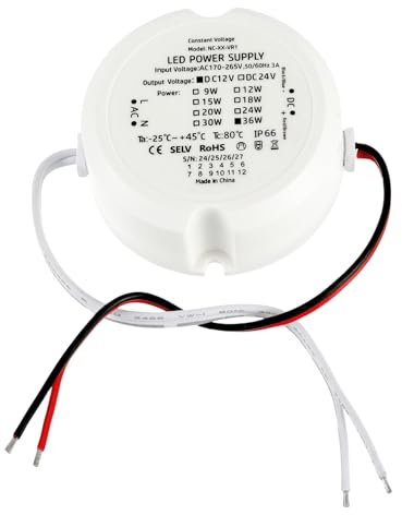 HUAREW LED Trasformatore 12V 36W 3A, Driver di Tensione Costante, Impermeabile IP66 Trasformatore,Senza Rumore Alimentatore di Tensione Costante per Faretto e Striscia LED