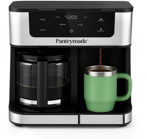 Pantrymade Dual Brew Coffee Maker, 12-Cup Drip & Single Serve K-Cup, Black