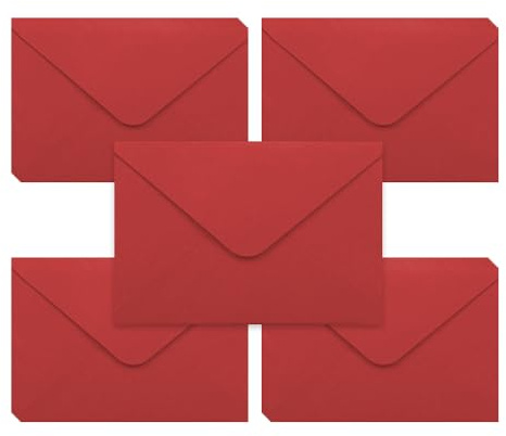 WYAN Mini Umschläge - 50 Stück 15 * 10cm Rot Umschläge, Briefumschläge Weihnachten, für Geschenkkarte, Grußkarten, Hochzeiten, Business(Karte und Kleber nicht enthalten)