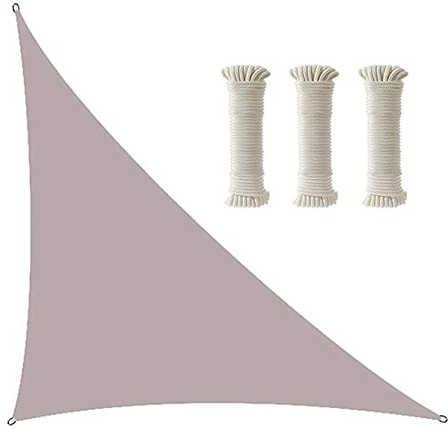 Waterproof Triangle Sun Shade Sail Canopy Awning Parasol for Outdoor Patio Backyard Hot Tub Khaki 4x4x5.7m