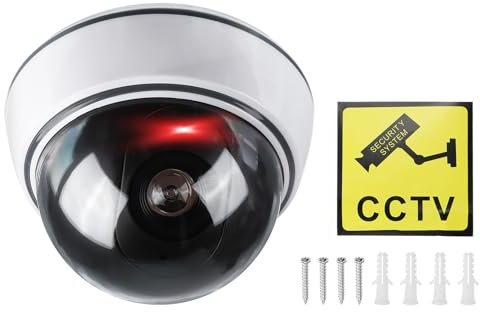 PATIKIL Fake Security Camera, Dummy Dome Cameras with Flashing Red LED Light & Screws for Indoor & Outdoor Home Business, White
