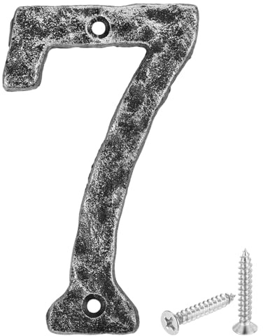 sourcing map Numero di indirizzo civico, 14 cm, in ghisa, vintage, numero 7 numeri esterni per casa, strada, ufficio, cassetta postale, colore: nero e argento