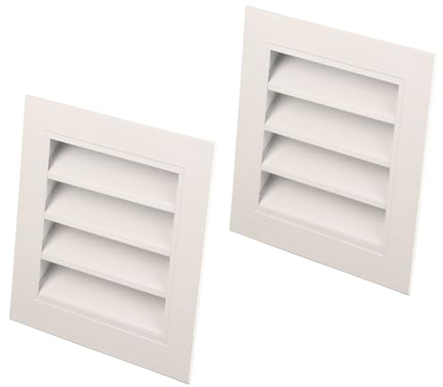Ventilación a Dos Aguas de Aluminio, Ventilación de Cobertizo de Metal de 25x25 cm, Rejilla de Ventilación Cuadrada, Cubierta de Ventilación para Pared de Techo (2 Pcs)