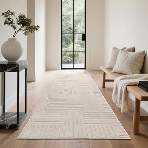 Enyhom Alfombra de Pasillo Larga 80 x 300 cm, Modernas Alfombra de Cocina Lavable Antideslizante Tapete Cocina Pasillo, Esponjosas Alfombra Entrada Interior Larga para Pasillo, Entrada, Dormitorio