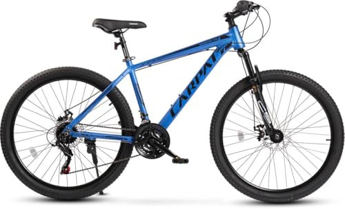 Mountainbike 26 Zoll Hardtail Aluminiumrahmen, 21-Gang Shimano Schaltung, Federgabel, integrierte Kabelführung, 85 % vormontiert, MTB Fahrrad für Damen & Herren, Outdoor Trail Bike (Blau)