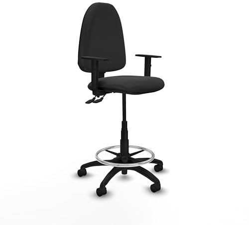 Piqueras y Crespo Taburete Aýna Taburete Ideal para Trabajo y Oficina, con Respaldo Regulable y Brazos 1D, Trabajar de pie