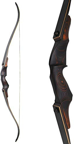 FQH 60 '' Bogenschießen Recurve Bogen Set 25-60 lbs Abnehmbarer Bogenzugabstand 30 '' Geeignet für Erwachsene und Jäger Outdoor-Jagd Zielschießen Training (Nur der Bogen, 25 LBS)