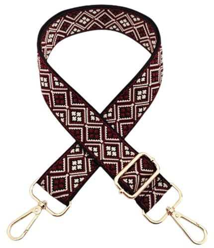 Justerbar väskrem för ombyte, bred axelrem för väskor kvinnor, 3,8 cm väskrem med karbinhake guld, axelrem för kvinnor modern crossbody, handväska, svart vinröd, 309