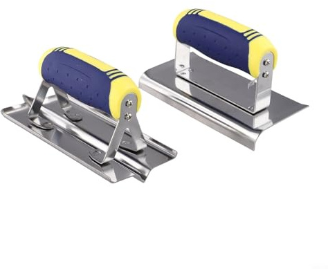 Honseadek Stainless Steel Concrete Hand And Groover Tools Set, Professional Plaster Cement Finishing For Smooth Edges And Precise Grooves In Masonry Projects(curved+sharp)