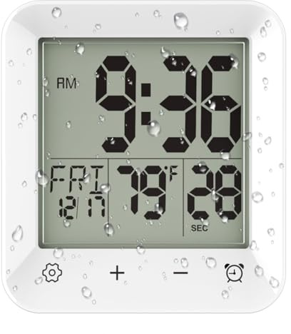 Osmond Reloj de Ducha Digital Resistente Al Agua, Reloj de Pared para Baño con Temporizador, Pantalla Táctil y Temperatura, para Niños y Adultos.