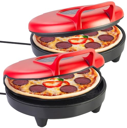 Rosenstein & Söhne Pizzapfanne: 2er-Set Pizza-Maker, 180 °C, Ober-/Unterhitze, Pizza mit Ø 27 cm (Pizzaofen elektrisch, Pfanne elektrisch, Grill)