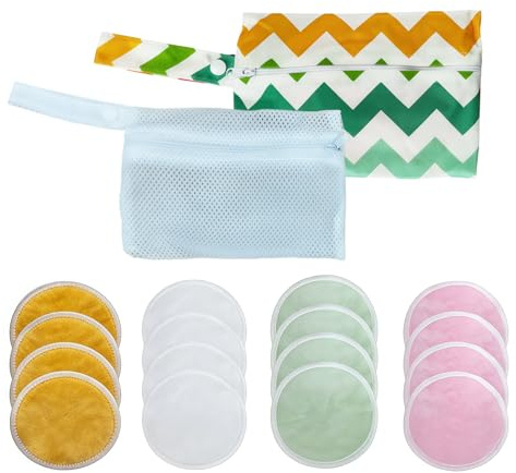 Reusable Bamboo Cotton Makeup Remover Pads Washable Organic Cotton Face Rounds for Eyes Facial Makeup Zero Waste Soft Make up Pads for All Skin Types 16 PCS with Laundry Bag Storage Bag Available