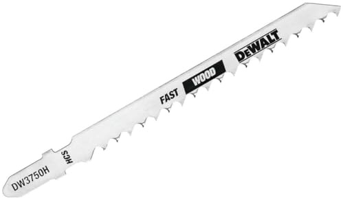 DEWALT DW3750H 4-Inch 6 TPI Fast Wood Cut HCS T-Shank Jig Saw Blade (5-Pack),Silver