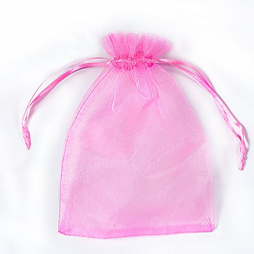 100 stück 16x22cm Organzabeutel,Organza Geschenk Schmuck Beutel Wrap Drawstring Taschen für Hochzeit Weihnachten(Rosa)