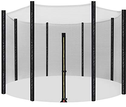 SONGMICS Recinto di Sicurezza per Trampolino, Rete di Sicurezza da 305 cm (10 Piedi) per Trampolino, Rete di Ricambio per 8 Pali Diritti, Recinzione Rotonda a Maglie, Nero STN10FT