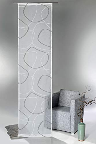 heimtexland ® Flächenvorhang Stones Abstrakt inkl. Zubehör 60x245cm Gardine Schiebegardine Weiß Grau Typ595
