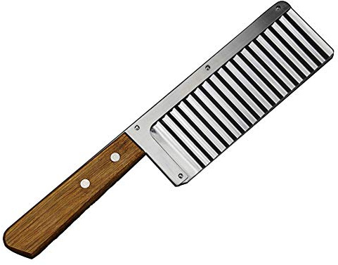 Ganmaov Wellenmesser Crinkle Cutter Messer Holzgriff Kartoffelschneider Zum Schneiden Von Kartoffeln Süßkartoffeln und Obst Oder Gemüse (1PC)
