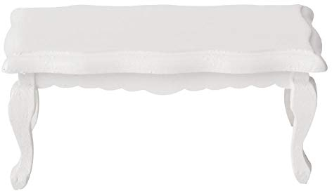 1:12 Skala Welle Couchtisch Miniatur Puppenhaus Holz Simulation Couchtisch Möbel Zubehör Spielzeug für Puppenhaus Dekoration(Weiß)