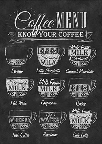 Coffee Cafe Chalk Board Style Poster - A1 (594 x 841mm)