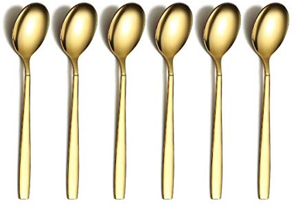 Berglander Gold-Teelöffel, Edelstahl-Teelöffel, Dessertlöffel mit Titan-Vergoldung, 16,5 cm, 6 Stück