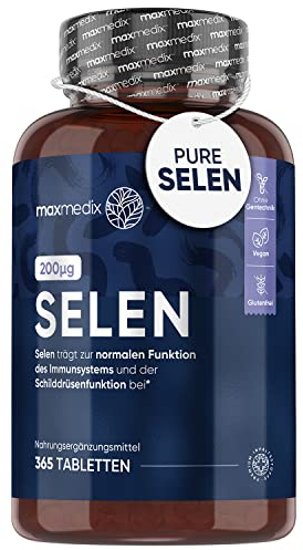 Selen 200µg- 365 Selenium Tabletten - 1 Jahr Vorrat - L- Selenmethionin - Vegan - Selen trägt zu einer normalen Schilddrüsenfunktion bei (EFSA) - 1 Selenium Tablette Täglich - Glutenfrei - WeightWorld