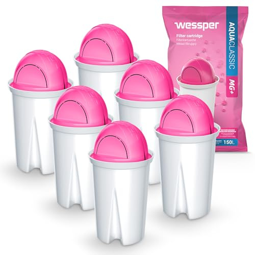 Wessper Classic Vattenfilterpatroner med Magnesium | Ersättning för Aquaphor Standard, Brita Classic, Dafi Classic filterpatron | Minskar Kalk och Klor | Renare Vatten | Förpackning med 6 st
