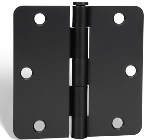 goldenwarm 24Pack Matte Black Door Hinges 3.5 Inch Rounded Interior Door Hinges Black Matte 3-1/2'' with 1/4'' Radius Corners