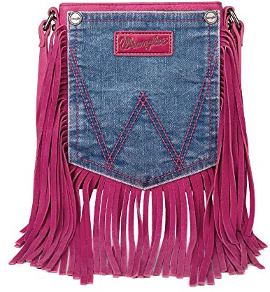 Wrangler Petit sac de médecin pour femme - Sac à main vintage Western avec large sangle, Denim fuchsia occidental, 7.2 W x 0.2 D x 8.5 H (Drop 25)