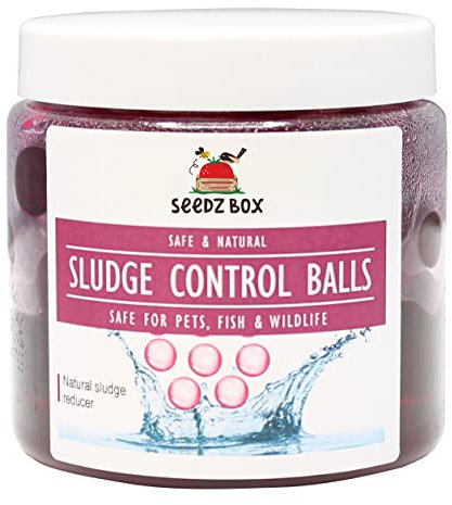 Pond Clear Water Treatment - Pond Sludge Cleaner - Safe For Pets And Fish - Natural Pond Sludge Control Balls 300ml - 1 Pot Treats 1350 Litres - Use Three Times A Season - Seedzbox