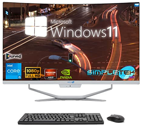 SIMPLETEK - PC All in One Display 27 Curved Core i5 Video Card GTX1660 6GB Windows 11 | 64GB RAM SSD 4TB | Work, Gaming