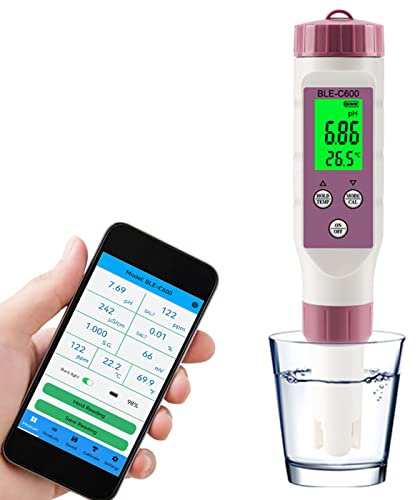 Pond Water Test Kit, Digital PH EC ORP SG Salt Temp Meter, 0.05ph High Accuracy Water Tester for Well Water, Water Hydroponics, Pool, Aquarium