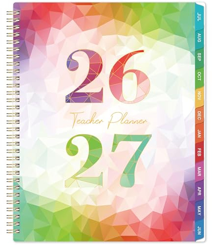 Teacher Planner 2025-2026 - Teacher Lesson Planner 2025-2026, Jul. 2025 - Jun. 2026, 8.5'' x 11'' with Monthly Tabs, Inner pocket, Teacher Supplies
