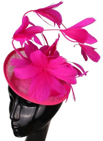 PJQUEKAIPJ Fascinator für Hochzeit, Sinamay, Kopfschmuck, Kopfschmuck, Haarnetz, Vintage-Stil, Rosa