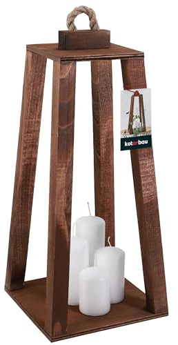 KOTARBAU® Holzlaterne Braun 20 x 20 x 41 cm Gartenlaterne Holz Laterne draußen & drinnen Laterne Wohnzimmer für Blumen und Kerzen Hochzeit