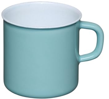 Riess, 0208-109, Emaillebecher mit Bördel, Kaffeebecher, Tasse, 8cm Durchmesser, 0.375 Liter Inhalt, Farbe NATURE GREEN LIGHT