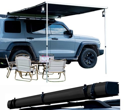 Toldo Lateral para Coche, SUV, Camión, Vehículo, Toldo en La Azotea, Tienda de Campaña Extraíble, Refugio PU4000mm UV50+ Sombra para Acampar al Aire Libre, Viajes - Carcasa de Aleación de Aluminio ( C