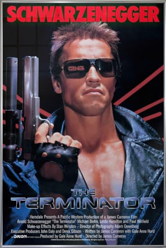 Close Up The Terminator - Gerahmtes Poster (Hauptmotiv - Arnold Schwarzenegger) (Größe: 61cm x 91,5cm)