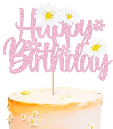 Daisy Cupcake Toppers, 1 Pièces Anniversaire GâTeau DéCorations, Cake Topper Daisy, Cupcake Toppers Decoration, Daisy Gâteau Topper, Fleur Cupcake Topper, pour Fête d'Anniversaire Mariage